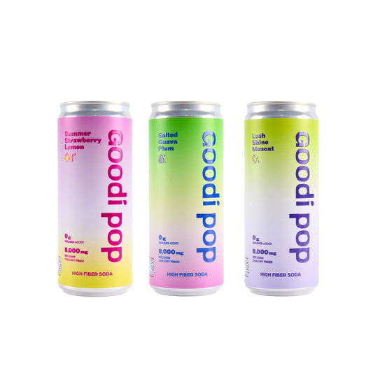 Goodi Pop Prebiotic Soda Trial Pack 3 — All 3 Flavors (1+1+1) | 8,000mg Chicory Inulin