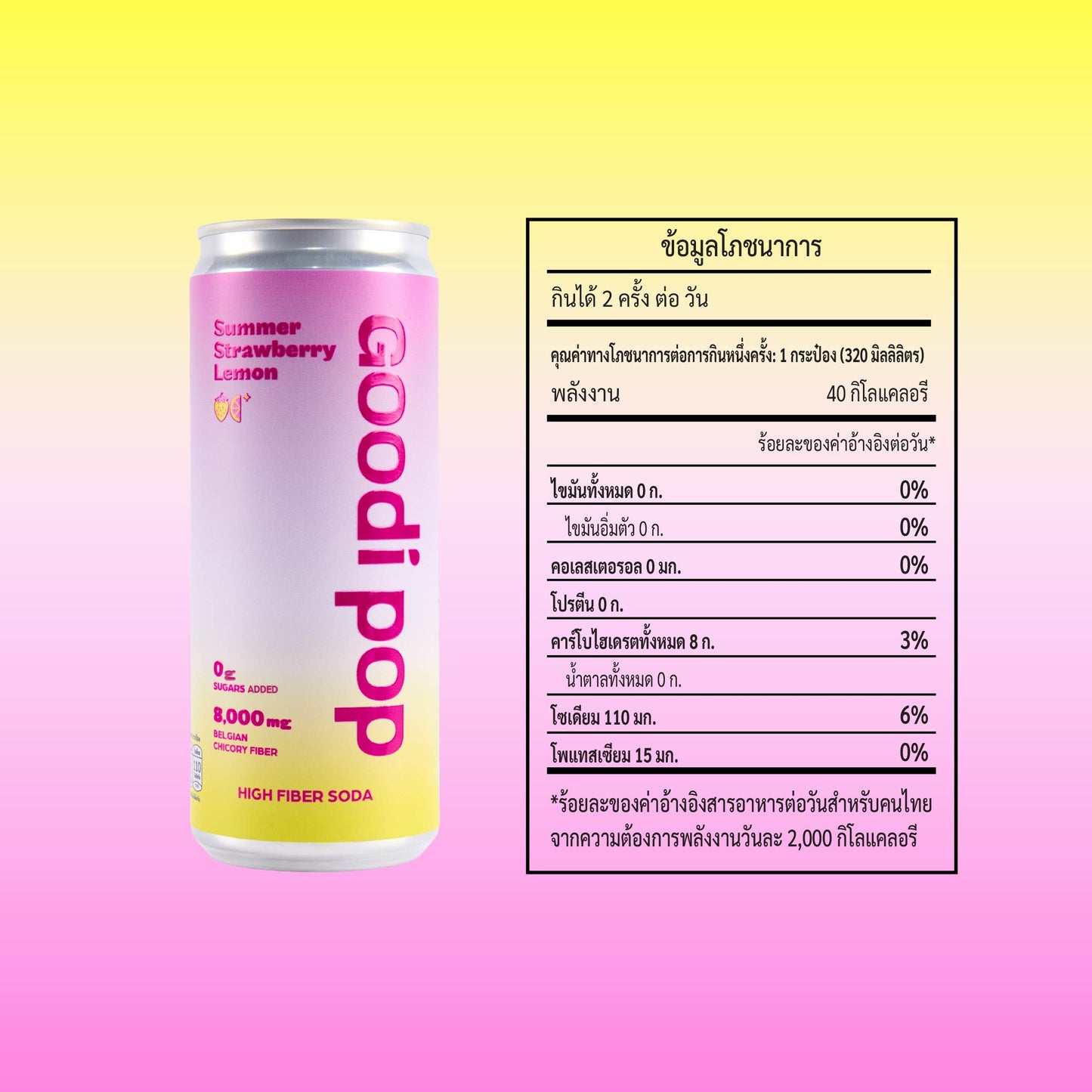 Goodi Pop Summer Strawberry Lemon nutrition label